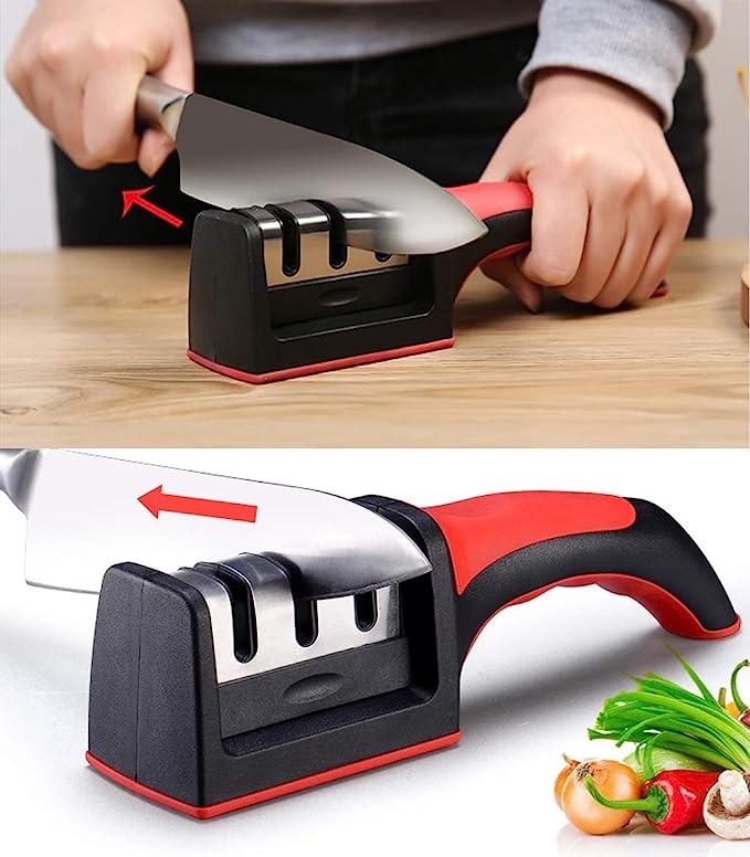 Stage Manual Knife Sharpener – Professional Kitchen Knife Sharpening Tool with Ergonomic Handle & Non-Slip Base