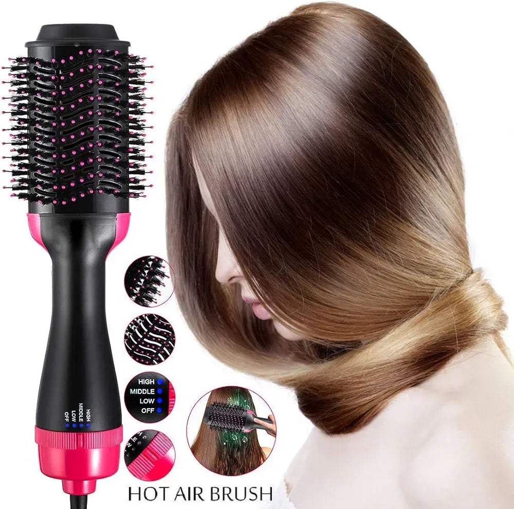 One Step Hair Dryer and Styler – Professional 1200W Hot Air Brush with Heavy-Duty Power Cord & Plug for All Hair Types