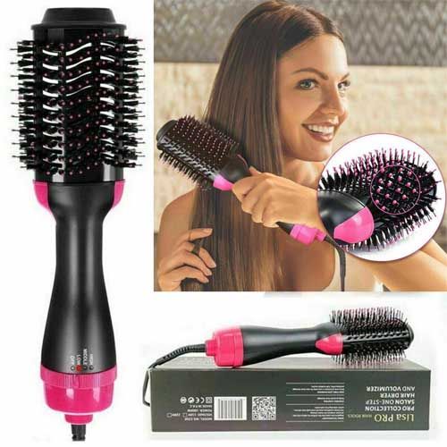 One Step Hair Dryer and Styler – Professional 1200W Hot Air Brush with Heavy-Duty Power Cord & Plug for All Hair Types