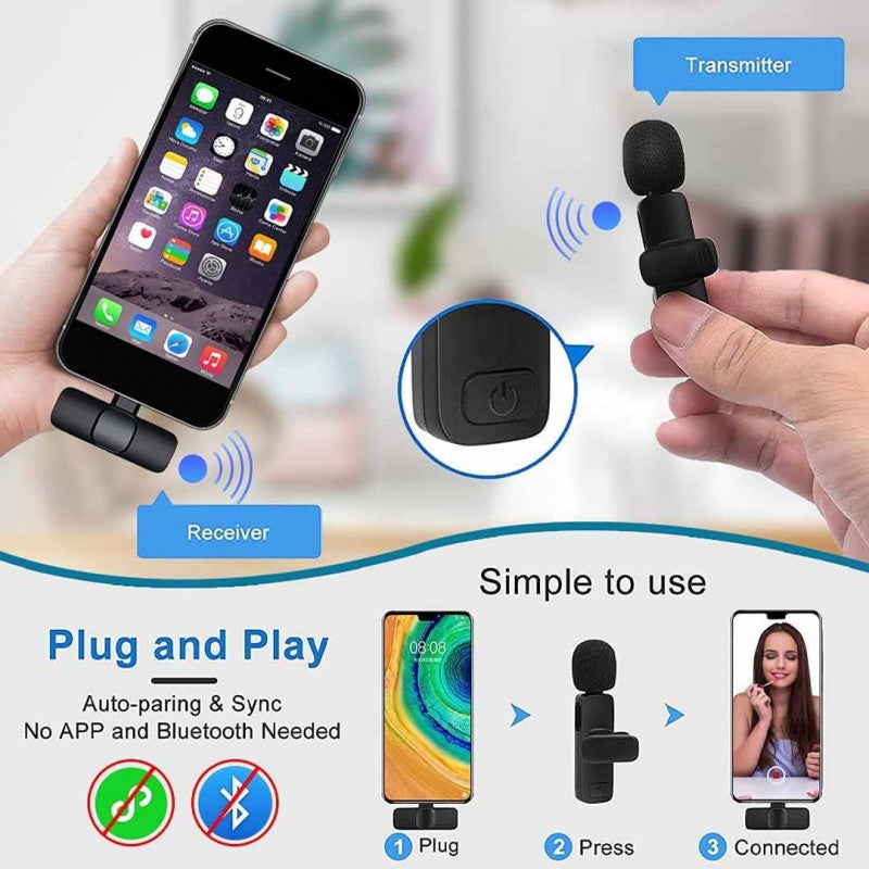 K11 2 IN 1 Collar Wireless Microphone Iphone/Android & Type C Supported
