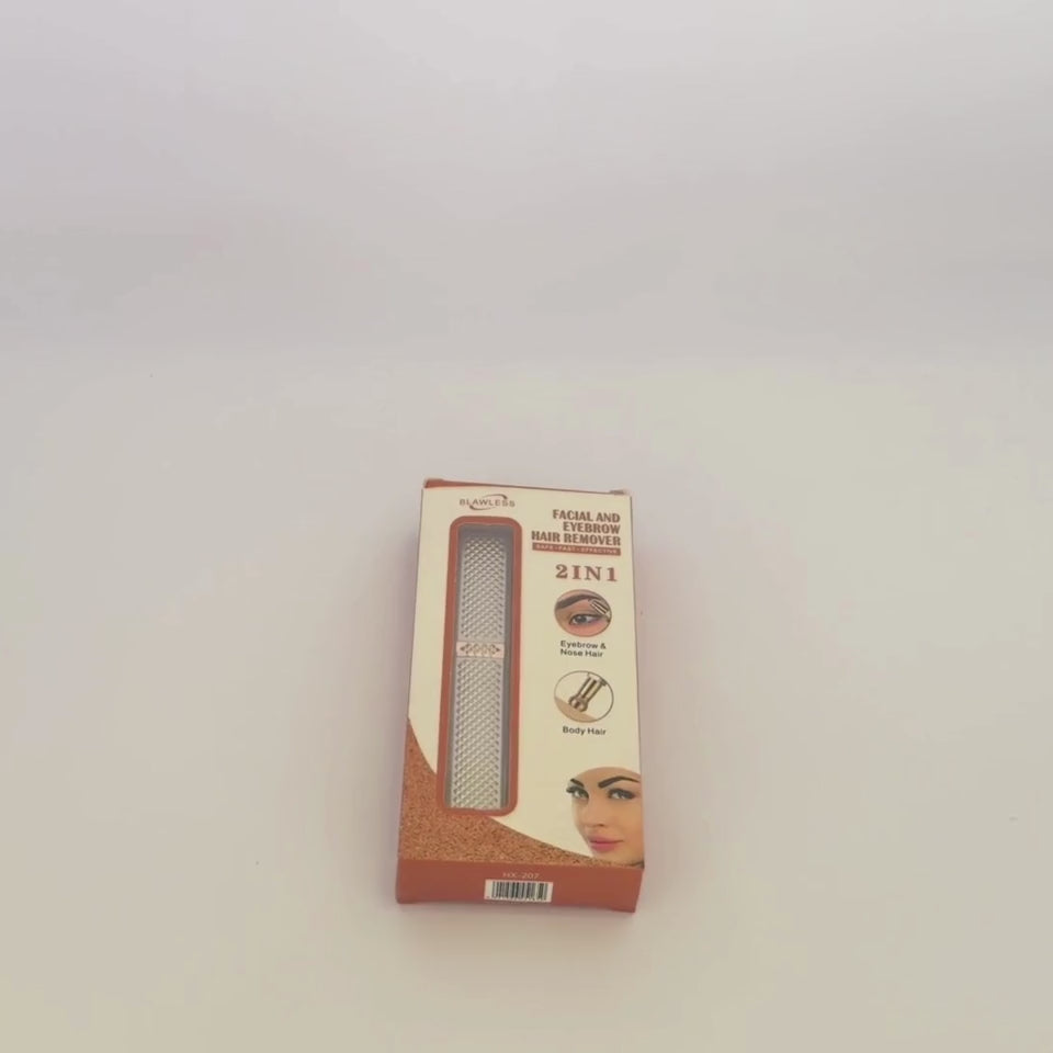 2-in-1 Flawless Facial Hair Remover & Eyebrow Trimmer | USB Rechargeable, Painless & Portable | Silver Color