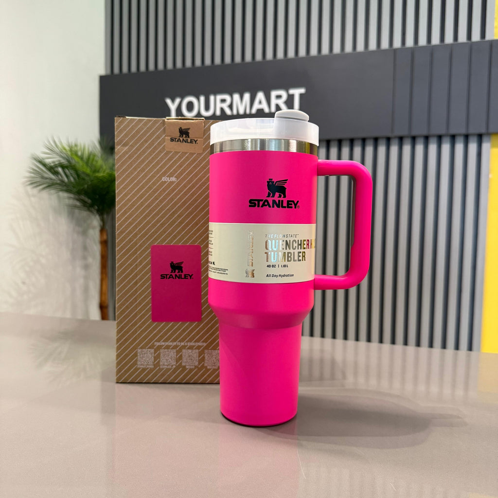 Pink Stanley 40 Oz Stainless Steel Tumbler | Leak-Proof Vacuum Insulated Travel Mug | Hot & Cold